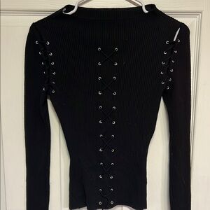 Derek Heart Black Lace-Up Women's Top